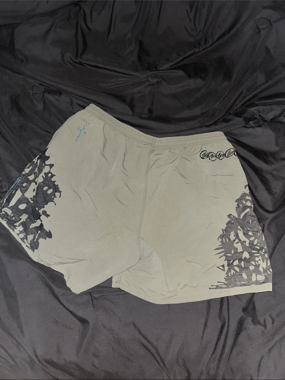 Men's Olive Graphic Swim Shorts with Eagle Print - Picture 2 of 2